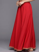 Women's Solid Flared Maxi Skirt-AHSKCR-15034